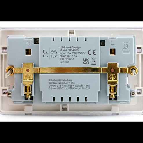 USB wall SOCKET  with gold contacts on a white background